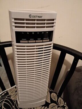 Costway 14" Mini W/ 3 Speed White Tower Fan - Compact Oscillating Portable Fan